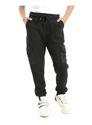 Elastic Waist With Drawstring Side Pockets Boys Pants 