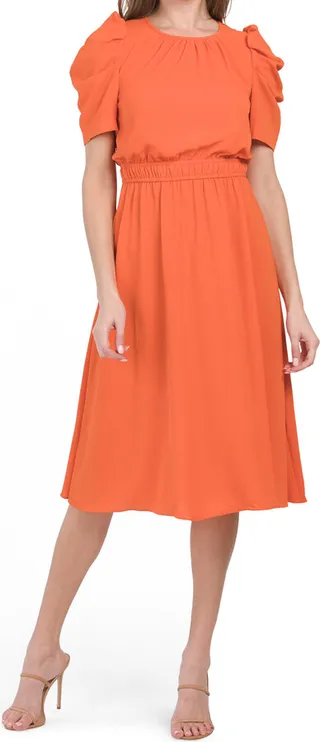 Puff Sleeve Midi Dress