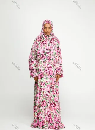 ISLAMIC PRAYER DRESS FOR WOMEN WITH SHELA IN FLORAL PRINTS 