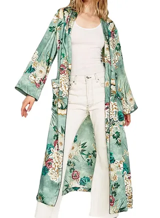 Floral Printed Kimono Green 