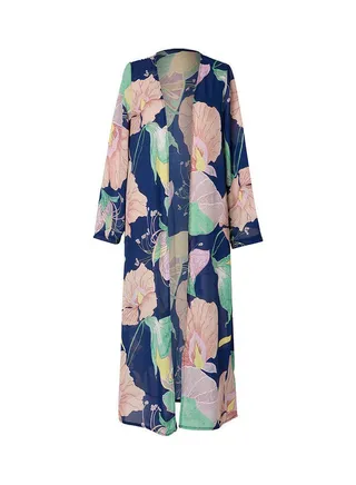 Floral Printed Long Sleeve Kimono Multicolour 