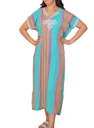 Women's Long Summer Moroccan Jalabiya Long Light Moroccan Bohemian Kaftan One Size 