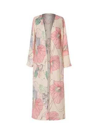 Floral Printed Long Sleeve Kimono Multicolour 