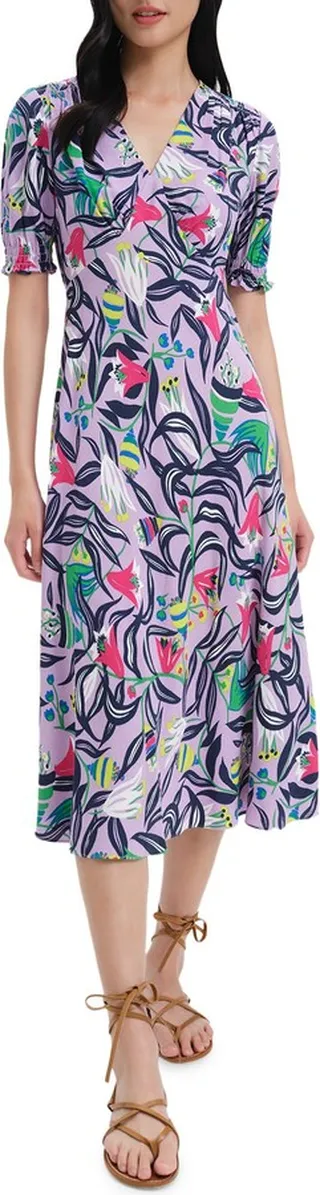Jemma Floral Print Midi Dress