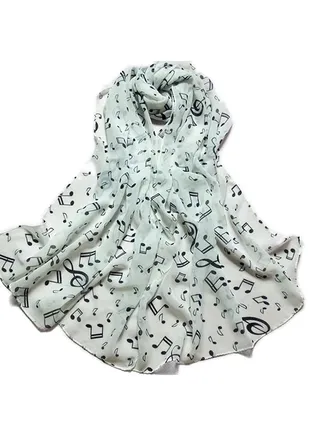 Long Printed Soft Scarf White/Black 