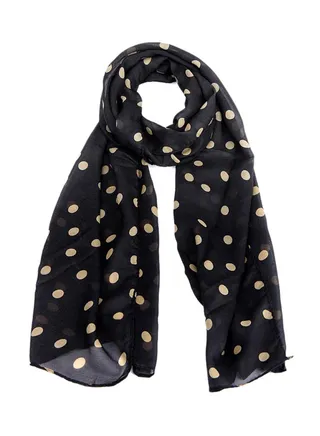 Long Printed Soft Scarf Black 