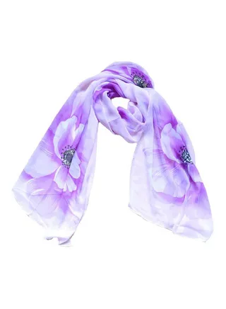 Long Printed Soft Scarf Purple 10 