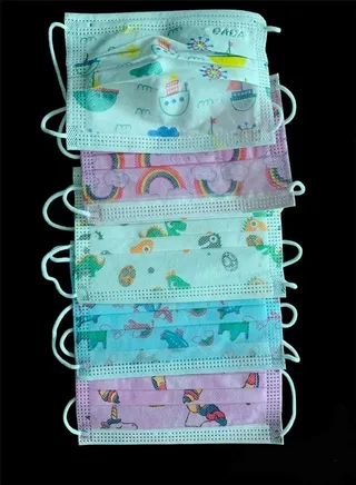 100 Pcs Disposable Face Mask For Kids With Multicolor And Multiple Design 