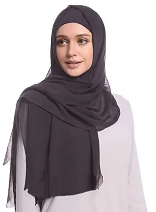 Bubble Chiffon Scarf with Underscarf Cap for Women Hijab Muslim Lightweight 