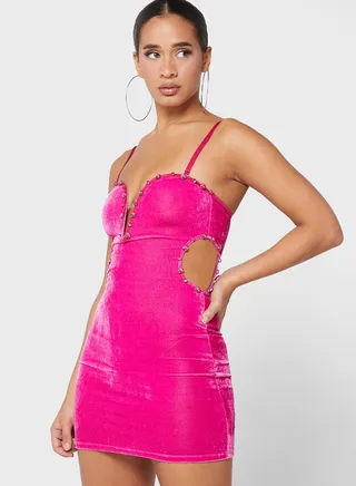Bardot Plunge Neck Dress 