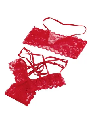 Sleepwear Lady Lace Lingerie Underwear Bra G-String Nightwear Babydoll Red 
