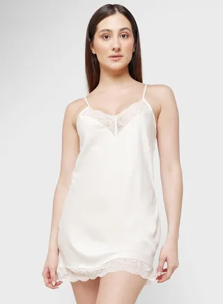 Strap Lace Detail Babydoll Dress 
