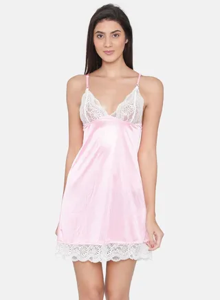Clovia Chic Basic Babydoll in Baby Pink 