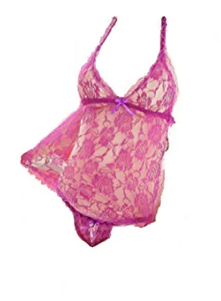 Women Mini Lingerie Babydoll Two Piece Floral Lace Underwear Set 