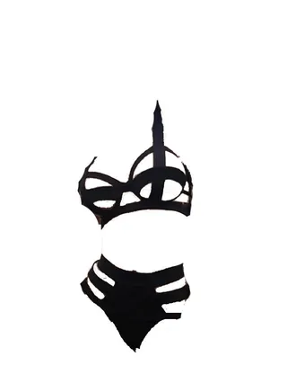 Women Lace Scallop Trim Criss cross Bra and Panty Lingerie Set 