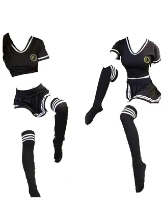 Women Pretend School Girl Role Play Costume Nightwear Top And Mini Skirt With Stockings 