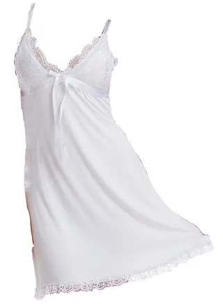 Women Stretchy Lace Gauze Night Dress With Thong Babydoll Lingerie 