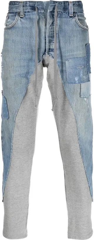 Patchwork-Detail Cropped Jeans