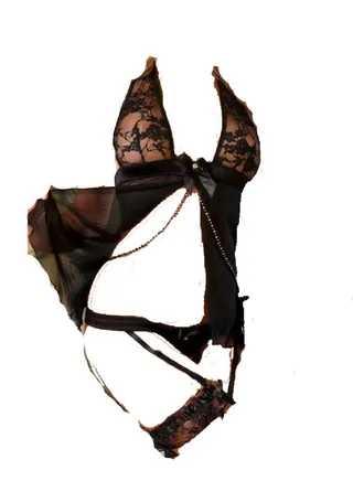Women Floral Embroidery Mesh Split Cut Out Babydoll Lingerie Slip Dress With Garter And Thong. 