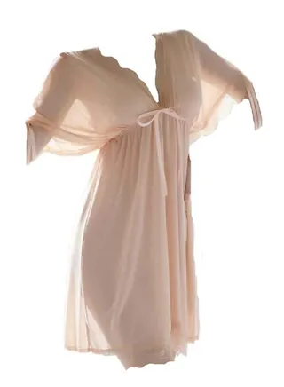 Loose Night Dress Lace Floral Wave Hemline Babydoll Lingerie Sleep Wear 