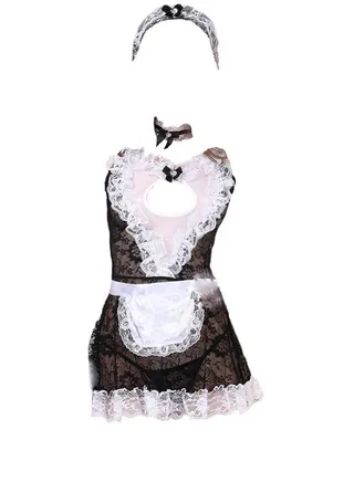 Floral Lace Outfits Pretend Maid Role Play Costume Nightwear 