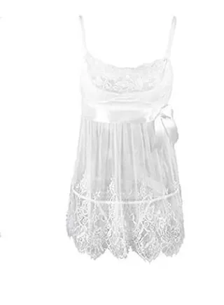 Women Plus Size See-Through Babydoll Night Gown Lingerie. 