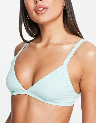 Weekday Ray triangle bikini top in aqua blue
