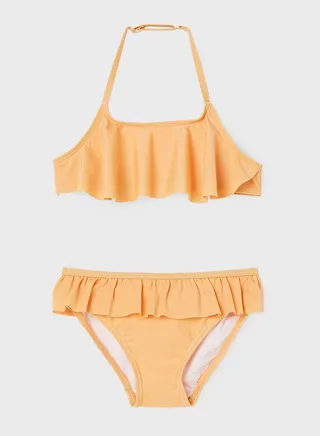 Kids 2 Pack Frilly Halter Bikini 