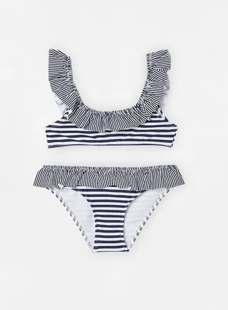 Kids Ruffle Striped Bikini Set 