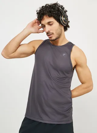 Regular Dry Fit Running Tank with Logo Detail