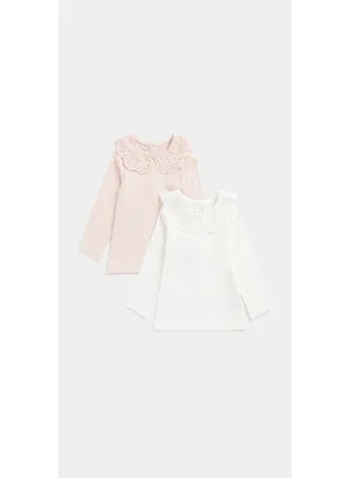 Broderie Collar T Shirts 2 Pack 