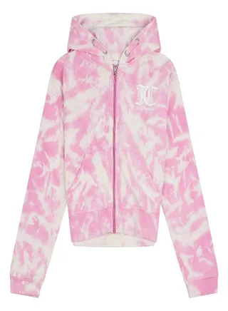 Juicy Couture Tie Dye Zip Through Hoodie Pink 