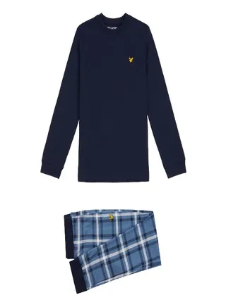 Lyle and Scott Long Sleeve Tee and Check Bottoms Lounge Set 
