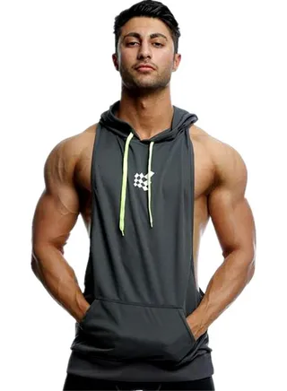 Hooded Neck Training Vest Grey 