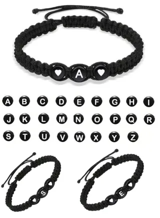 New Cross Border European and American Hand Jewelry Hand Knitted 26 Letter Bracelet for Women Exquisite Love Bracelet for Couples Mother's Day Bracelet for Mom Boyfriend Lover Gift 