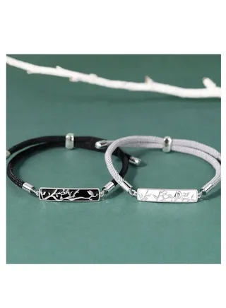 2 Pcs 925 Sterling Silver Bracelet For Lovers Couple 