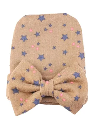 Cute Bowknot Beanie Brown/Blue 