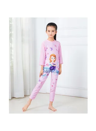 Fashion Printed Muslim Style Girl Swimsuit Light Pink 