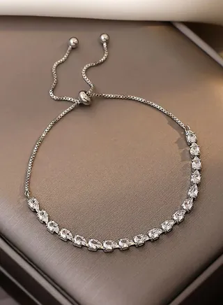 Luxury & Elegant Women's Silver Plated Bracelet Cubic Zirconia 