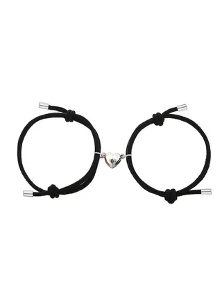 2pcs Magnetic Couple Bracelets for Women Men, Love Heart Shape Attraction Matching Bracelet Lover Gifts for Boyfriend Girlfriend Best Friend Handmade Rope Jewelry Bracelet Love Gift Chain 