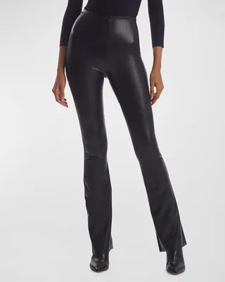 Faux-Leather Flared Leggings