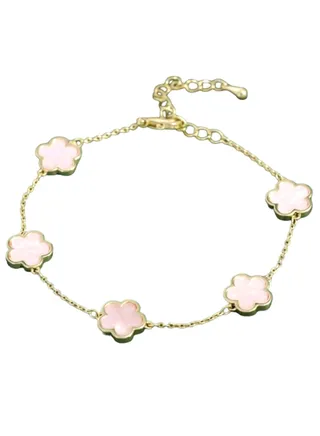 Elegant Rose Bracelet in Gold with a Pink Interior 