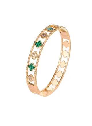 Natural Shell High Quality 3A Zircon Plant Flower Clover Bracelet 