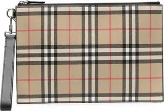 Check-Print Clutch Bag