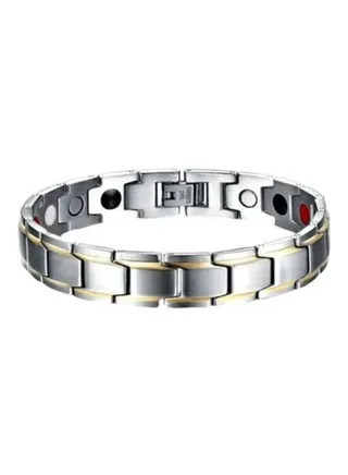 Magnetic Bracelet for Men Titanium Steel Magnetic Bracelet for Men with Double Row Magnets Adjustable 