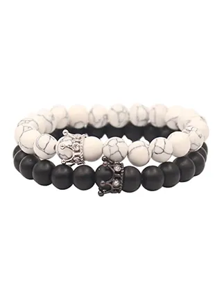 2-Piece Crown Couple Bracelet 
