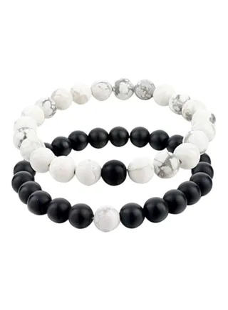 2-Piece Howlite Energy Stone Bead Bracelet Set 