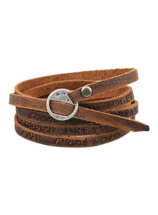 Leather Engraved Multi-Strand Bracelet 