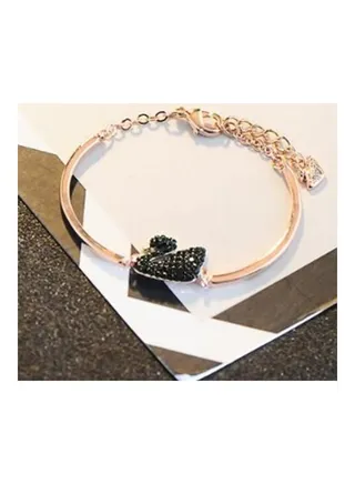 Women's Swan Bracelet With Black Crystals 