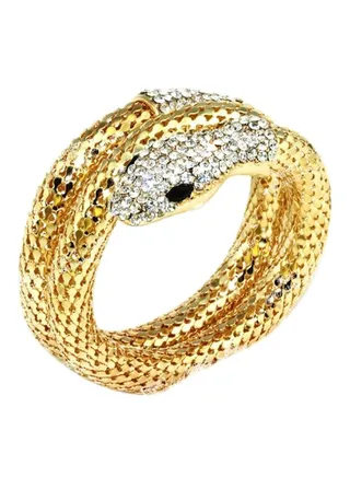 Multilayer Diamond Studded Snake Design Arm Bracelet 